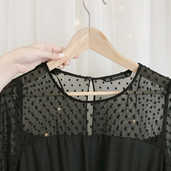 Zara Black Dotted Mesh Romper - Picture 2 of 6